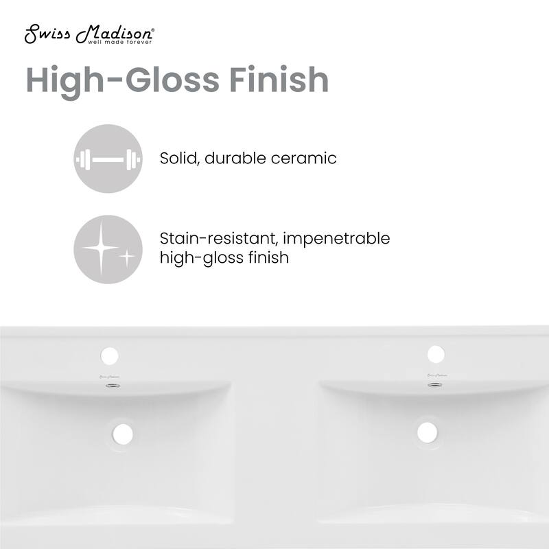 48" Ceramic Vanity Top With Double Basins