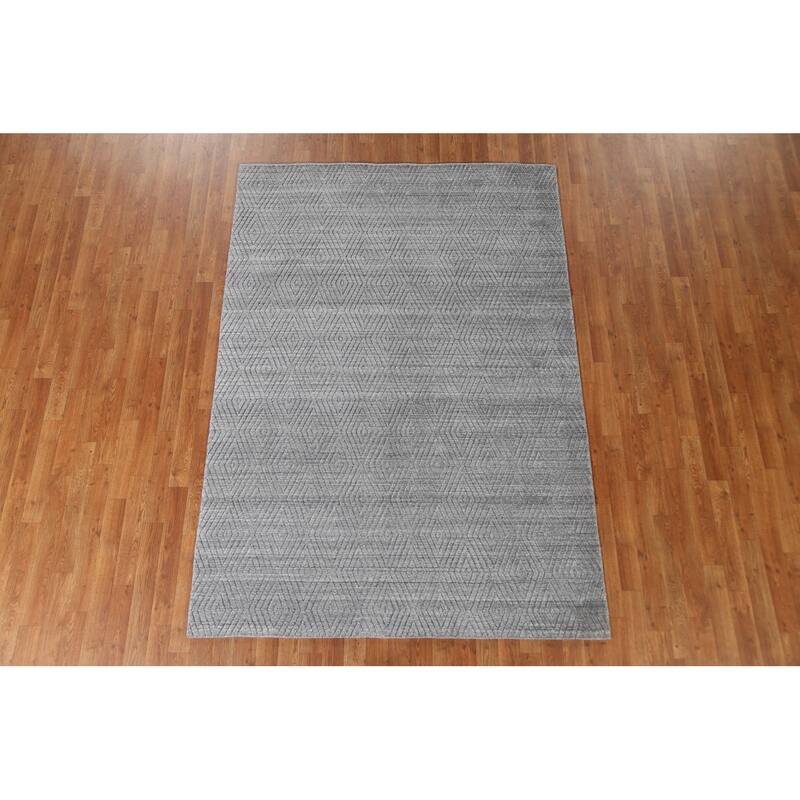 Diamond Pattern Gabbeh Contemporary Wool Area Rug Handmade - 5'4" x 7'7"