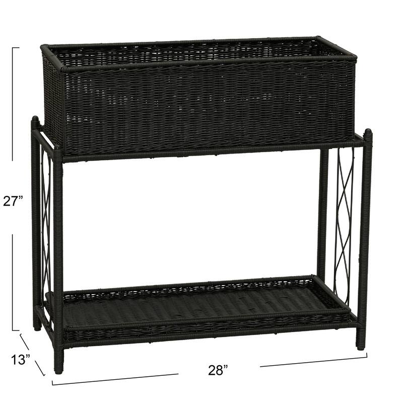 Household Essentials Raised 2-Tier Plant Stand with 2 Interchangeable Shelves
