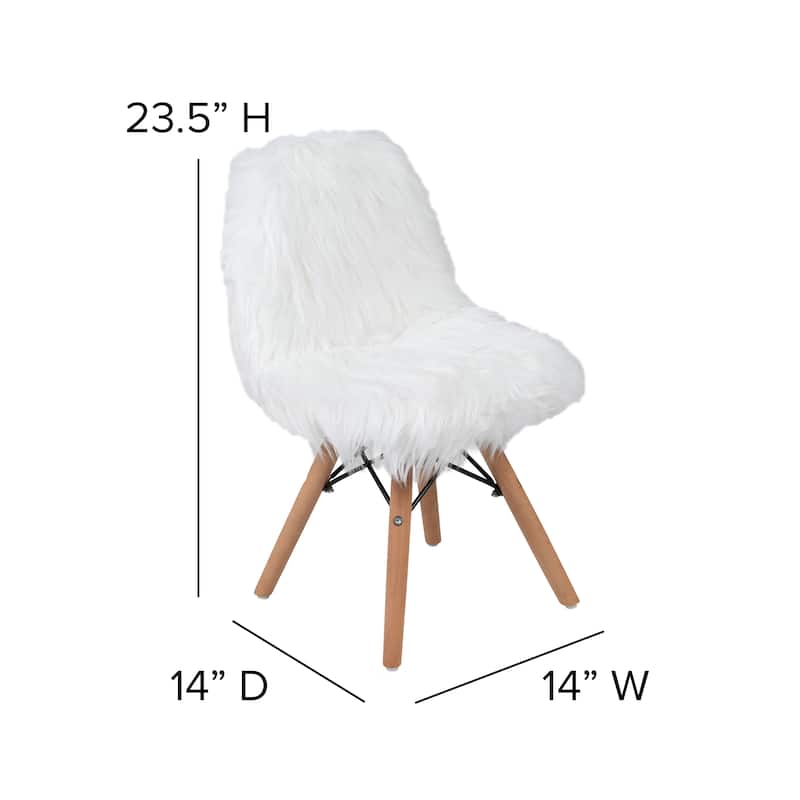 Kids Shaggy Dog Accent Chair - Desk Chair - Playroom Chair - 14"W x 14"D x 23.5"H