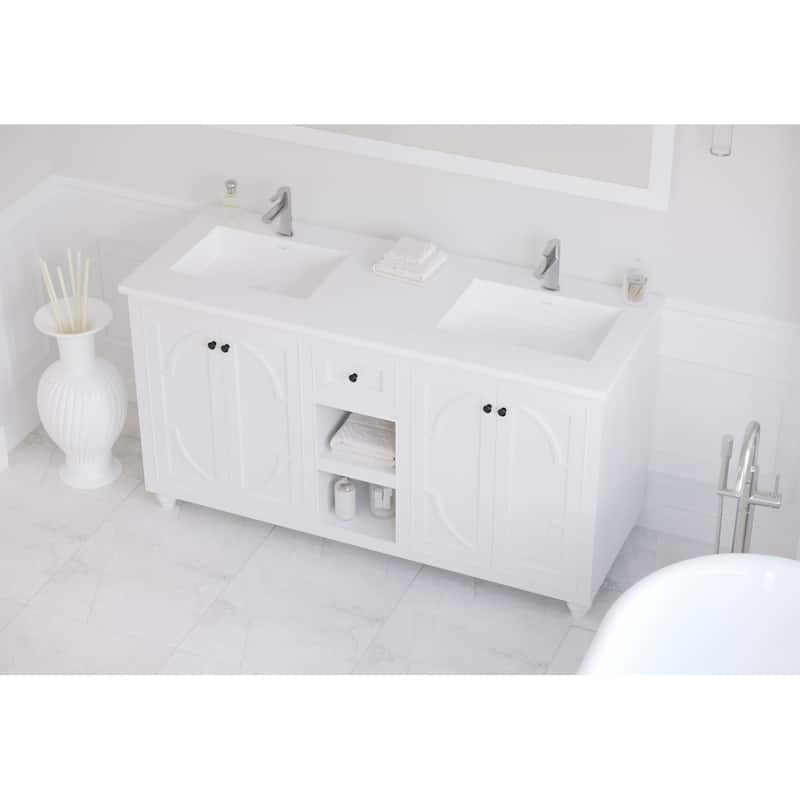 Miseno MVT-60D-313SQ1HSS Forever 60" Solid Surface Vanity Top