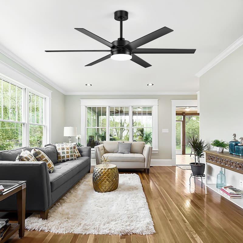 65 Inch Gold/Black LED Ceiling Fan with Light and Remote(6-Blade)