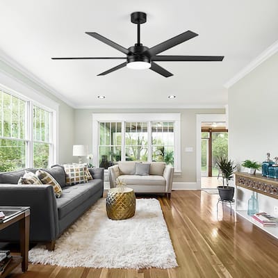 65 Inch Large Gold LED Ceiling Fan with Light and Remote(6-Blade)