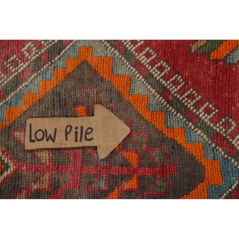 Pink Ardebil Persian Vintage Runner Rug Handmade Wool Carpet - 3'5"x 12'4"