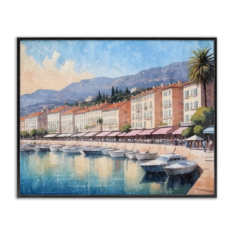 Stupell Quaint Seaside Marina Framed Giclee Art Design By Kim Allen - 30 x 24 - Black