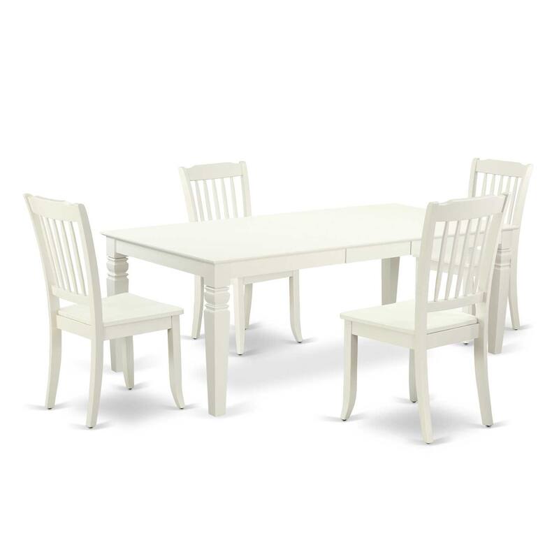 Classic Rectangular Dining Set - 5pc Table & Chair Set - 66/84 Inch Extendable Table