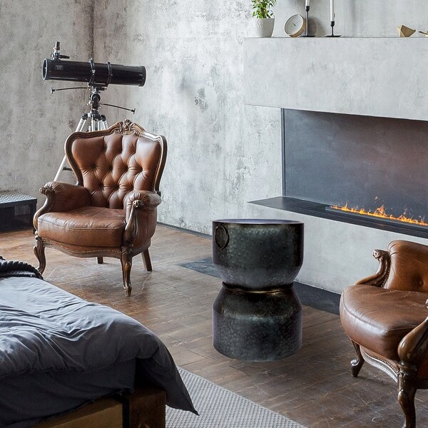 Hammered metal accent shop table
