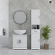 preview thumbnail 34 of 32, HOMCOM Pedestal Sink Storage Cabinet, Farmhouse Freestanding Bathroom Sink Cabinet with 2 Barn Doors and Adjustable Shelf, White