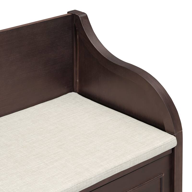 41.9" Rustic Style Solid wood Entryway Multifunctional Storage Bench with Safety Hinge