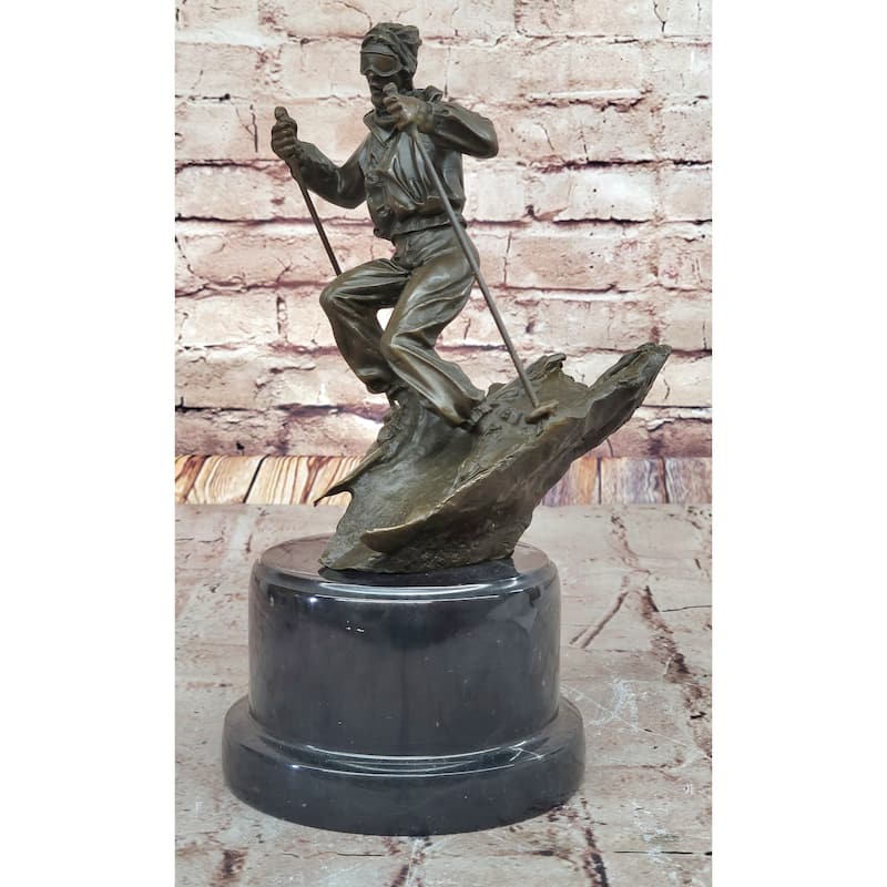 Skiing Skier Bronze Metal Sculpture Statue Trophy Snow Sports Athletics Art Decor