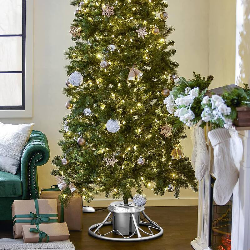 Home Heritage Rotating Tree Stand Base w/Stanley 7' Skinny Pencil Christmas Tree