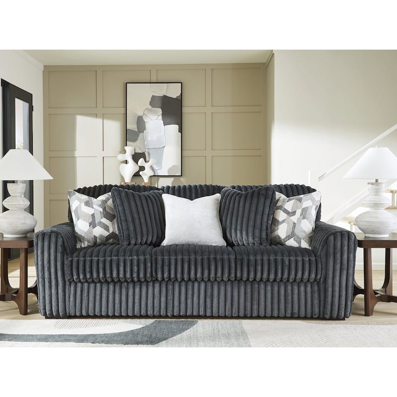 Signature Design by Ashley Midnight-Madness Dark Gray Sofa - 98" W x 41" D x 40" H