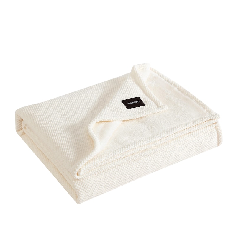 Vera Wang Chenille Jacquard Solid Reversible Blanket