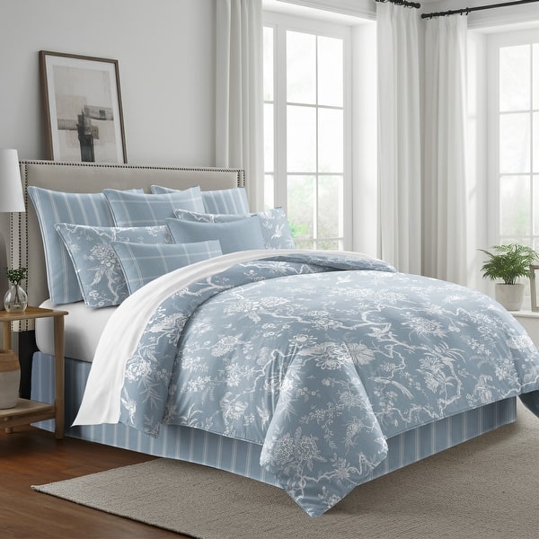 slide 2 of 15, Elwood Cornflower Blue Cotton Comforter Set 8 Piece
