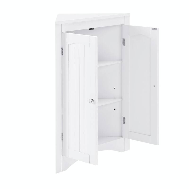 Corner Cabinet with Doors & Shelves: Ideal for Bathroom, Kitchen, or Living Room. Stylish Free-Standing Storage