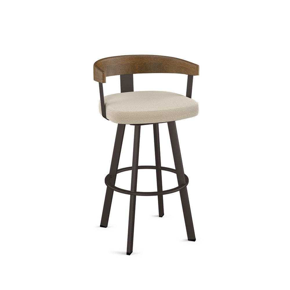 Amisco Lars Swivel Counter and Bar Stool with Wooden Backrest and Arms