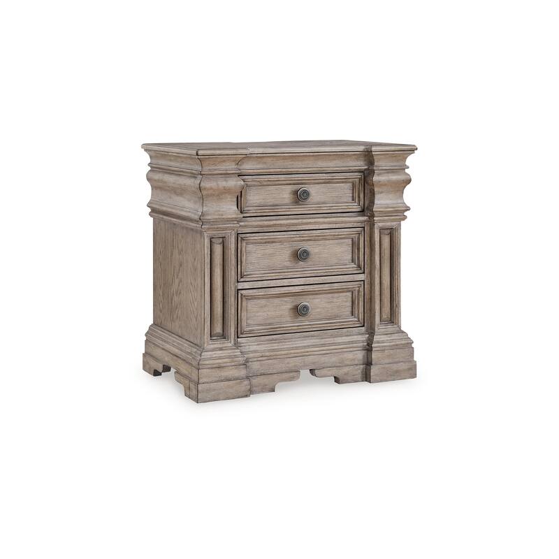 Blaie Nightstand, 3 Drawer, 29 inch, Taupe Brown Solid Hardwood Finish