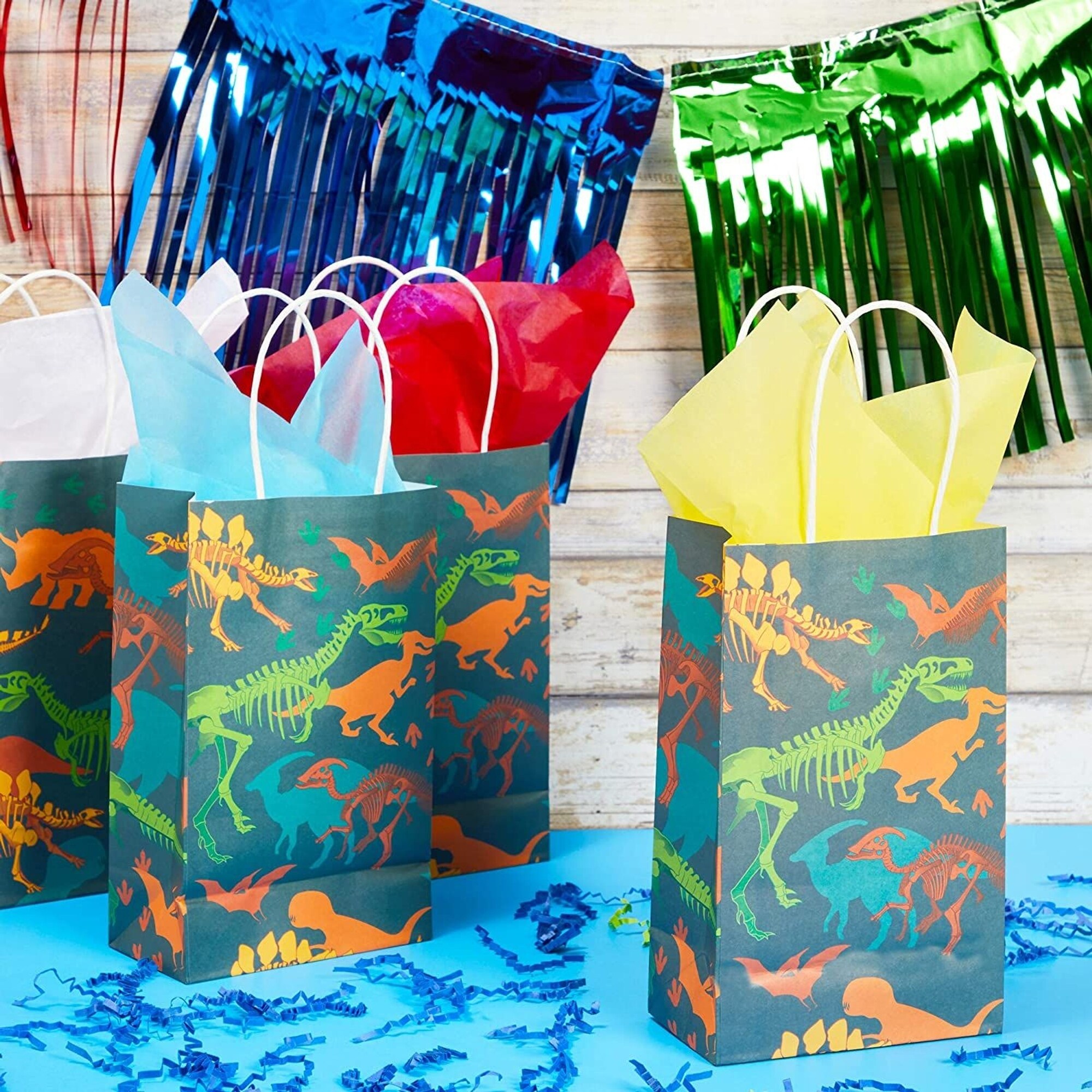 24 Pack Dinosaur Goody Bags with Handles 5x9x3 In Small Fossil Print Reusable Paper Bag for Kid s Birthday Baby Shower Bed Bath Beyond 37765972