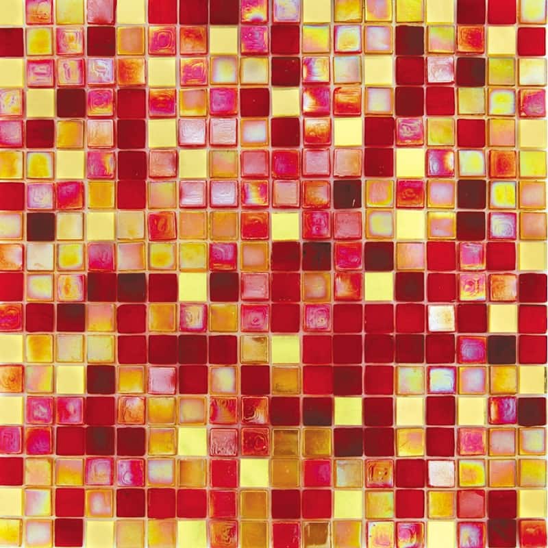 Apollo tile 12" x 12" Mingles Glossy Red Yellow Glass Tile (18.69 sq ft/case) - 20 Pack