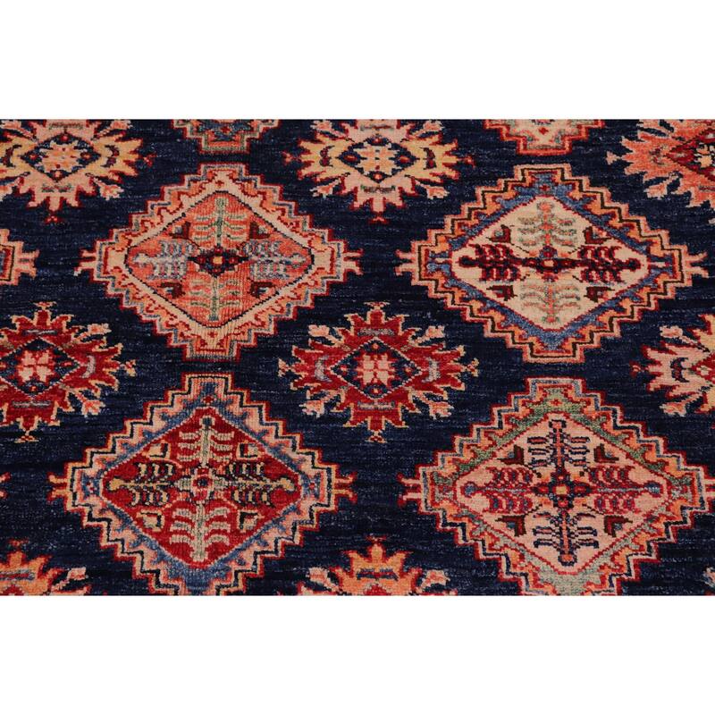 Tribal Super Kazak Marisol Blue/Beige Hand Knotted Wool Rug - 8'1'' x 9'4''
