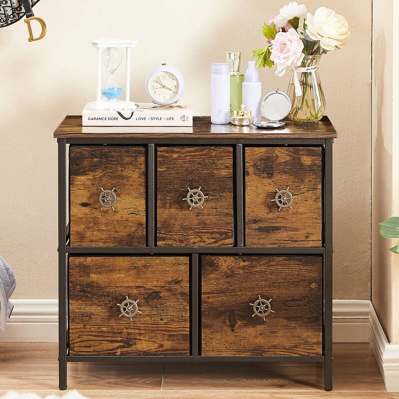 5 Drawers Furniture Storage Chest For Clothing Organization,Brown