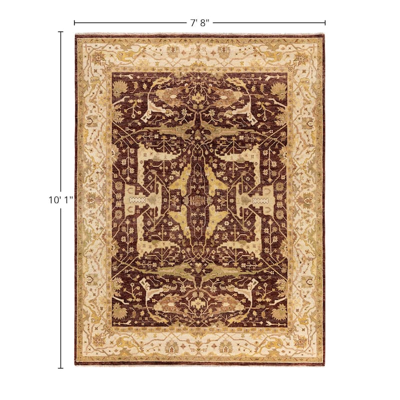 Oushak One-of-a-Kind Handmade Area Rug, Brown - 7' 8" x 10' 1"