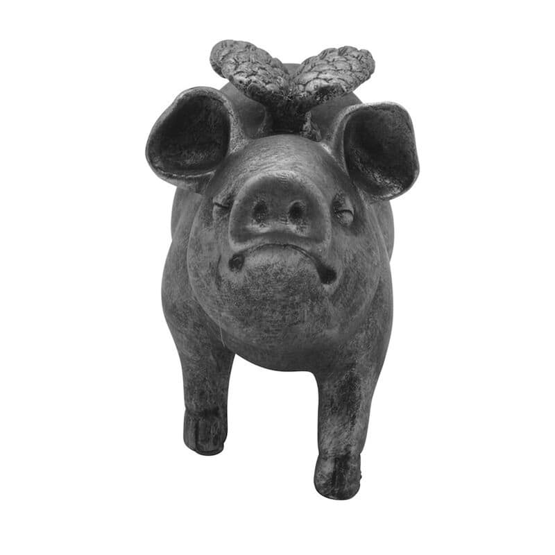 Elements Silver Winged Pig Figurine, 7 Inch
