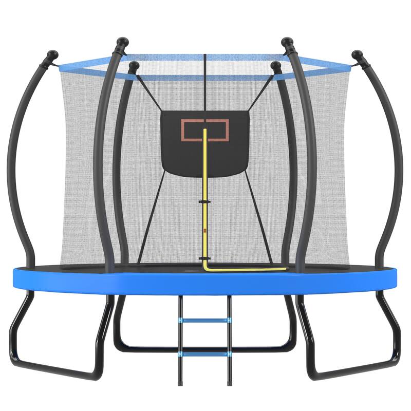 YC Pumpkin Trampoline - Ladder, Black Red - Blue - 120