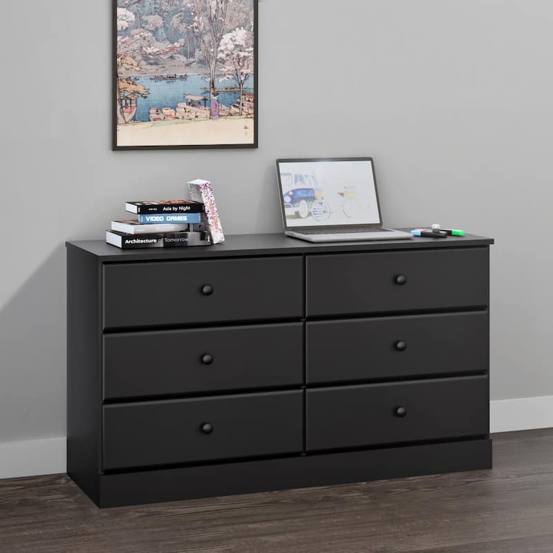 Prepac Astrid 6 Drawer Double Dresser for Bedroom, Wide Chest of Drawers, Bedroom Furniture,Traditional Furniture