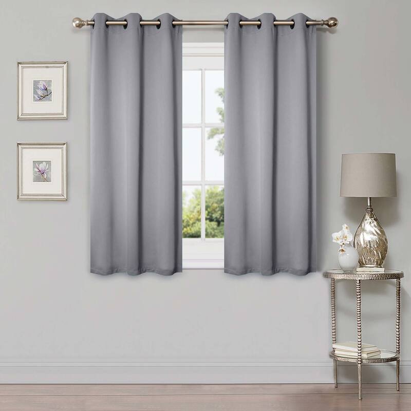 Superior Modern Solid Washable Room Darkening Blackout Curtains, Set of 2 Panels - 8PC- 42" x 63" - Silver