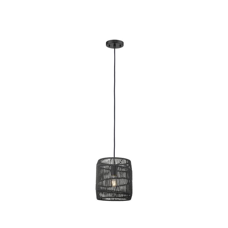 Innovations Lighting Elwood - 1 Light 9" Cord Hung Pendant - Matte Black Finish - Matte Black Shade - Matte Black