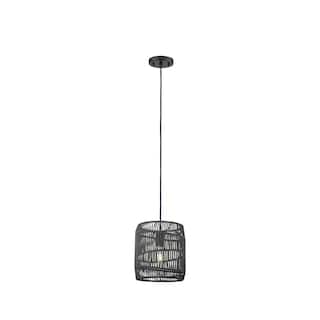 Innovations Lighting Elwood - 1 Light 9" Cord Hung Pendant - Matte Black Finish - Matte Black Shade
