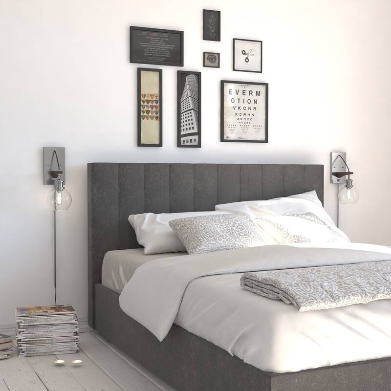 Wall Sconce Reading Light - Plug In Sconce with Wood Accent & Seeded Glass Globe - Satin Nickel Finish - 15.5