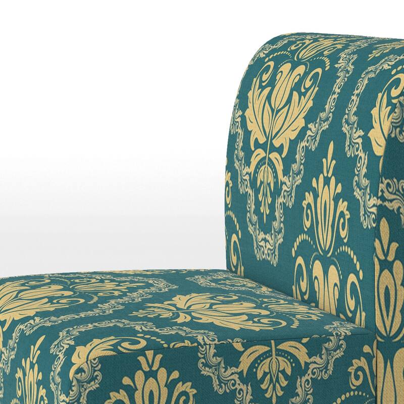 Designart "Green Orient Damask" Upholstered Patterned Accent Chair and Arm Chair