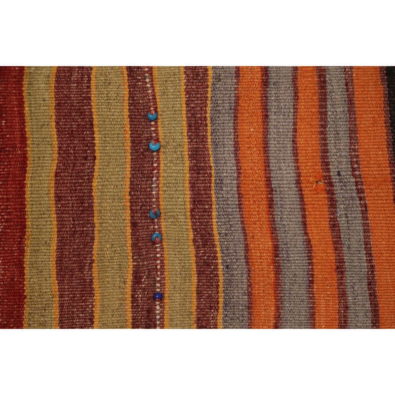 Hand Woven Oriental 100% Wool Carpet Southwestern Geometric Multi-Colored Kilim Area Rug - 8' 10'' X 5' 2''
