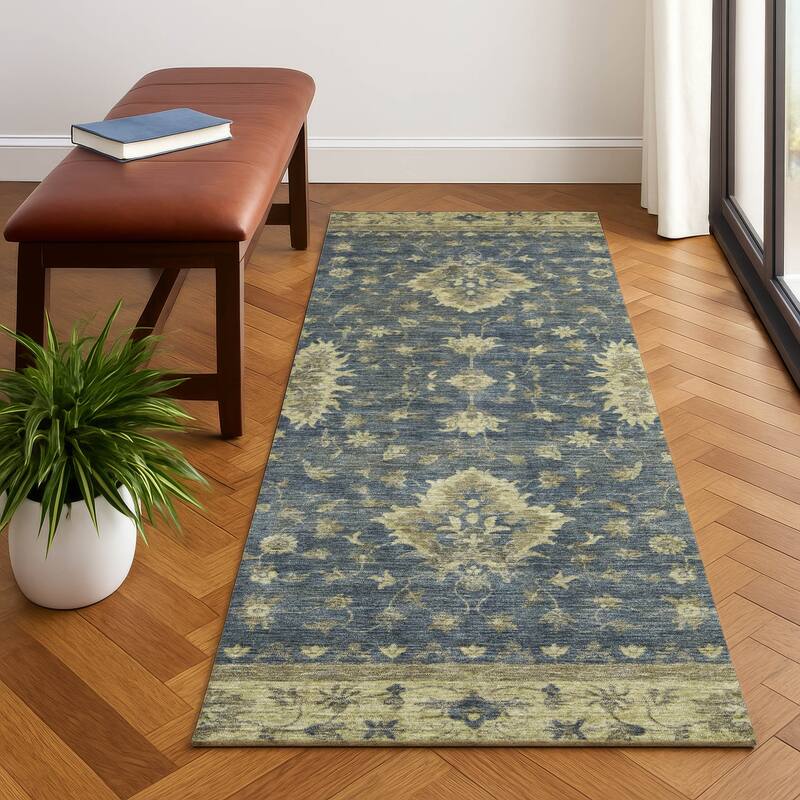 Premium Washable Super Soft Traditional Mayfield Rug - Blue - 2'3" x 7'6"