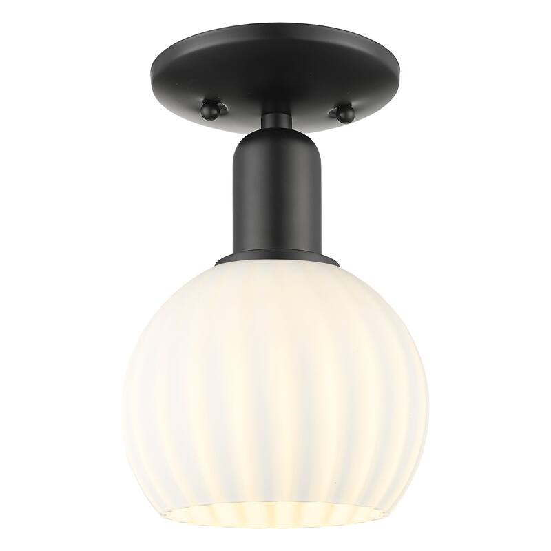 Innovations Lighting 716-1C-10-6 White Venetian Semi-Flush White - Matte Black / White Venetian