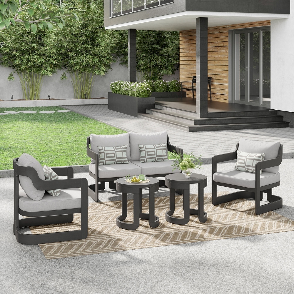 Large Round Outdoor Dining Set 8 Seater Grey Garden Table and Chairs –  Quatropi