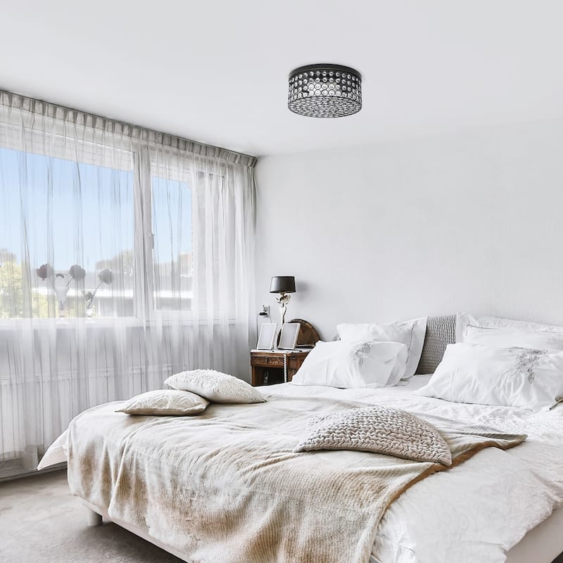 2 Light Round Flush Mount Ceiling Light - 12 Inch Restoration Bronze Finish