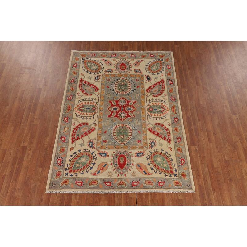 Traditional Kazak Oriental Area Rug Hand-Knotted Bedroom Wool Carpet - 5'9" x 7'11"