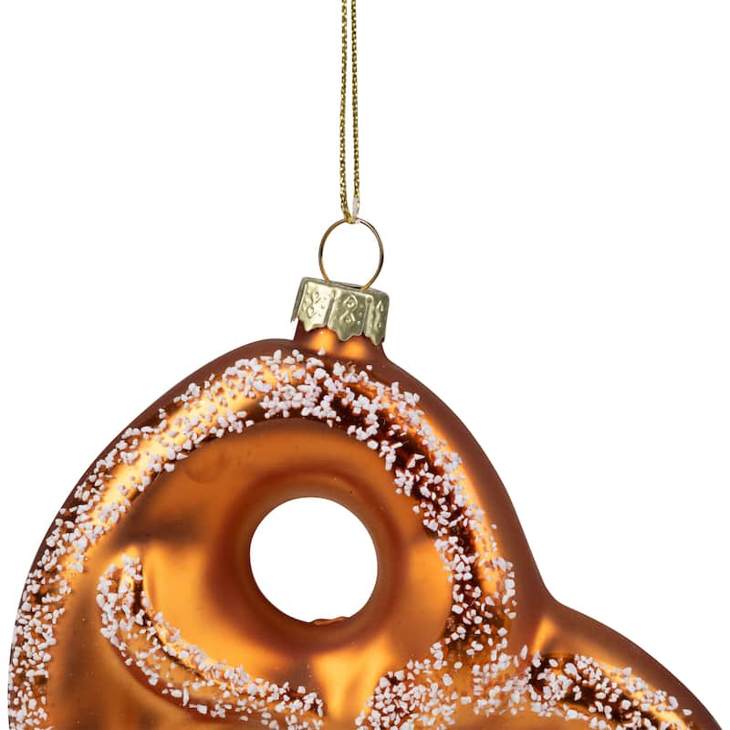 Salted Soft Pretzel Glass Christmas Ornament - 4.5"