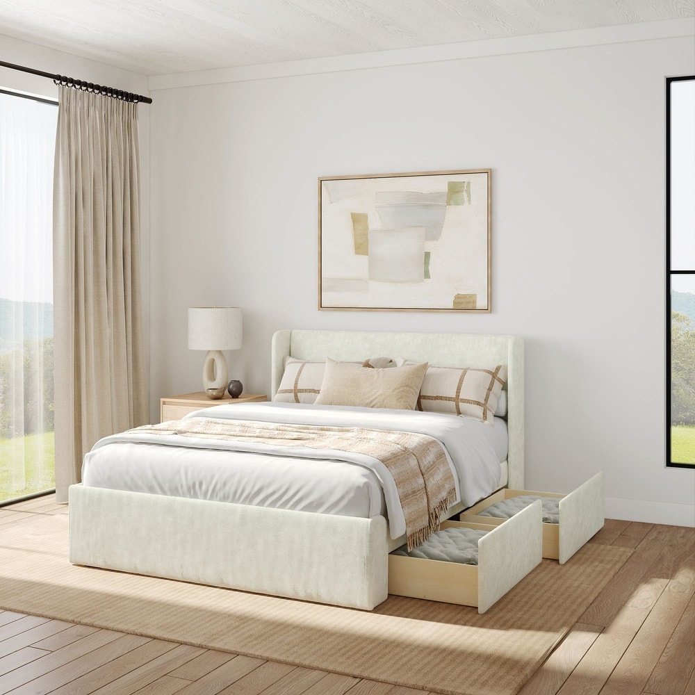 Plank and Beam Full-Size Upholstered Bed with Rectangular Headboard