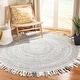 preview thumbnail 2 of 69, SAFAVIEH Handmade Braided Libby Country Cotton Rug with Fringe 3' Round - Light Grey