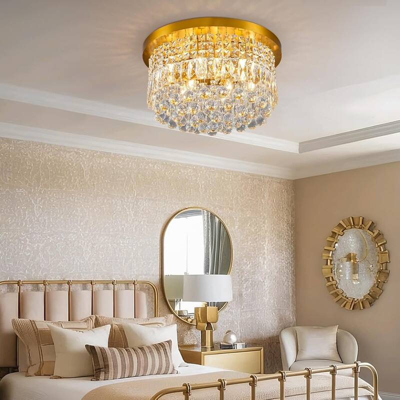 KAYLA 19-Lights High Ceiling Chandelier Modern Gold Crystal Chandeliers Large Foyer Chandelier Fixtures