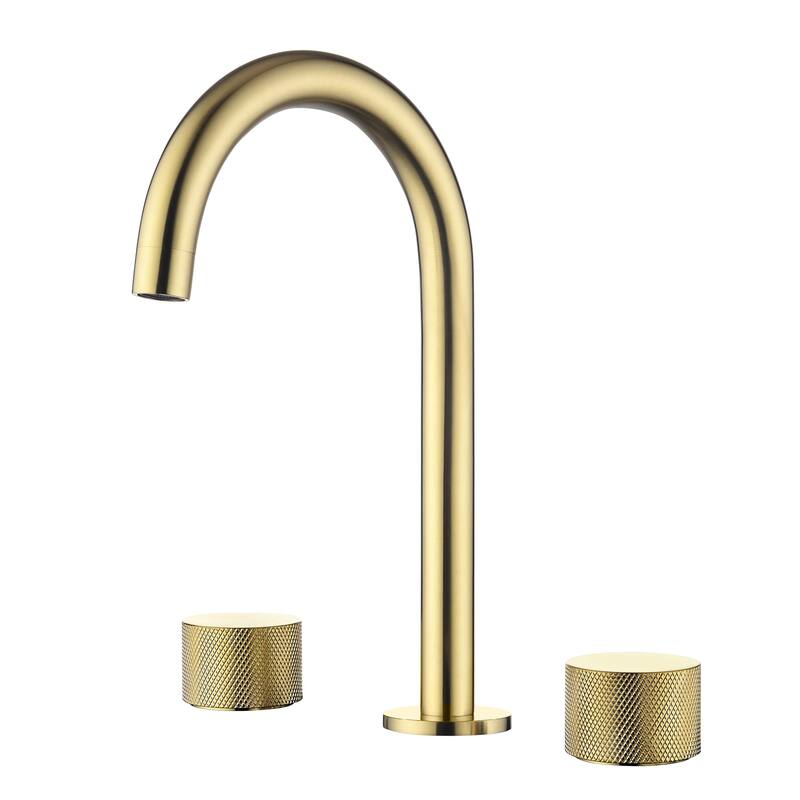 Circular X 8" Bathroom Sink Widespread Faucet with Drain Assembly - Brushed Gold
