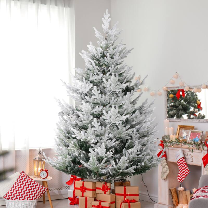 7.5 Foot Pine Hinged Artificial Christmas Tree, Realistic Branches with Steel Base for Holiday Décor