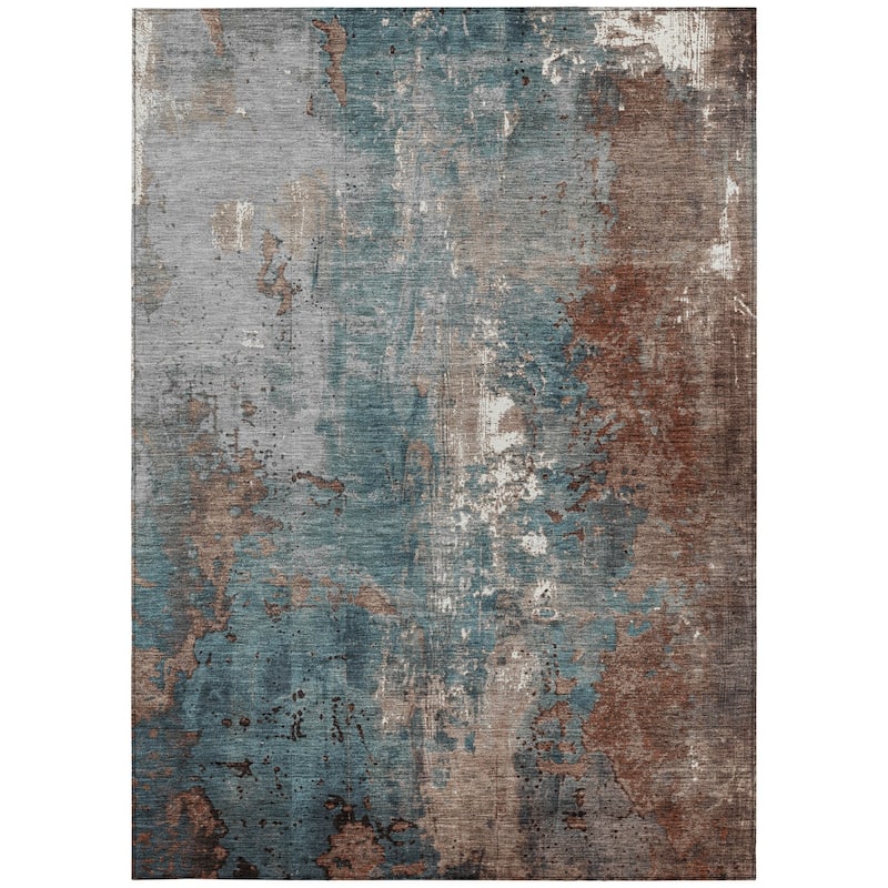 HomeRoots Abstract Transitional Rectangle Outdoor Rug