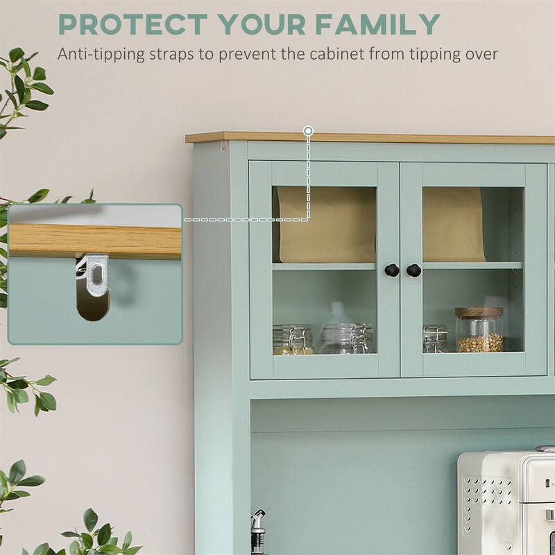 Freestanding Kitchen Pantry Storage Cabinet with Hutch with Drawers