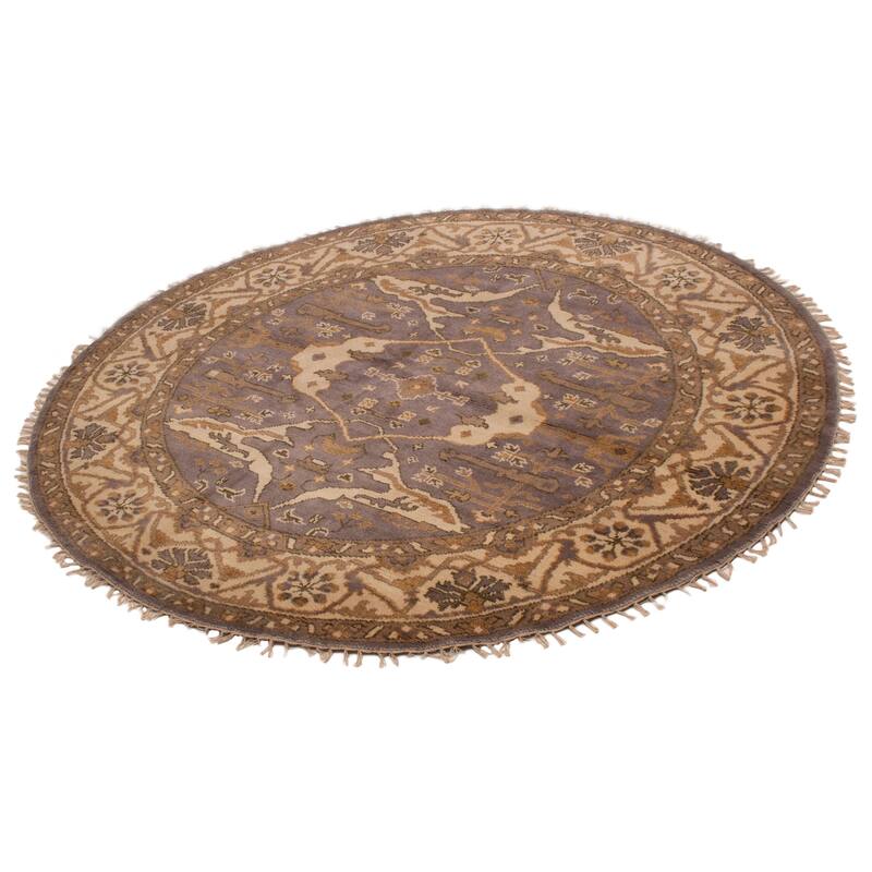 ECARPETGALLERY Hand-knotted Royal Oushak Grey, Purple Wool Rug - 7'0 x 7'0