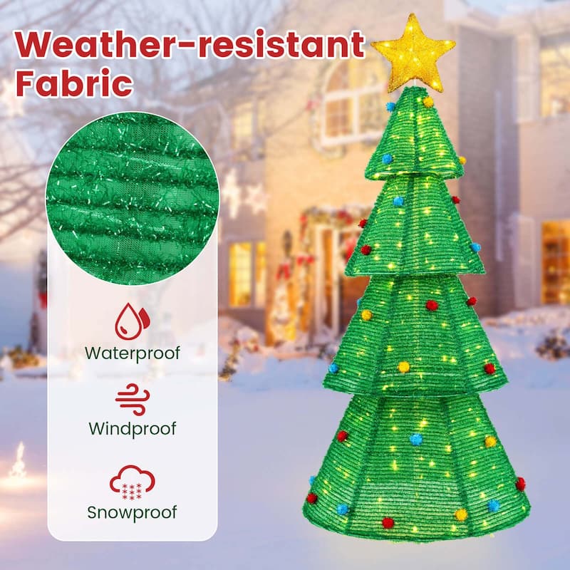 Costway 6.2 FT Collapsible Christmas Tree with 200 Built-in LED - as pic shows - See Details